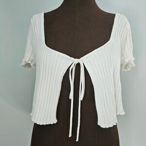 Cotton:On Bolero Style Ribbed Off-White Shrug Sweater, Size M
